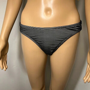 Shade &Shore, M, textured, black and white stripe, lo-rise cheeky bikini bottom